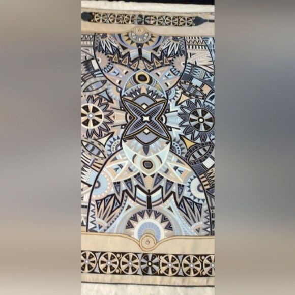 Vintage 💯 Silk Scarf Baoshidi Geometric Pattern - Picture 5 of 15